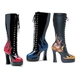 FIRE, 5" Heel Knee Boot With Flames in 3 Colors by Ellie Shoes