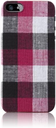 Simplism Japan TR-FCIP12-PC/EN Fabric Cover Set for iPhone 5 - 1 Pack - Retail Packaging - Pink Check