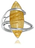 Sterling Silver Rutilated Quartz Ring w/ Diamond Accent