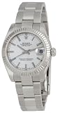 Rolex Datejust Silver Index Dial Oyster Bracelet 18k White Gold Fluted Bezel Unisex Watch 178274SSO