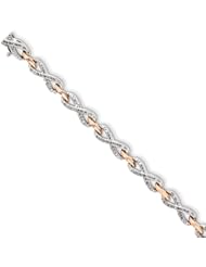Genuine Sterling Silver & 14K Gold Diamond Fashion Bracelet 13.6 Grams Of Gold