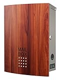 (レオン)LEON 郵便ポスト mail box デザイナーズ ポスト MB4504 ステンレス木目調 (マグネットなし) プラムウッド(ナチュラル)