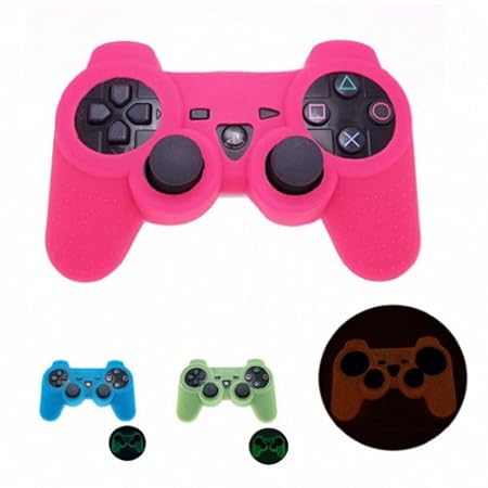 PINK GLOW in DARK Playstation 3 PS3 Wireless Game Controller Anti-Slip Silicone Case Skin Protector Cover (Many Colors Available)
