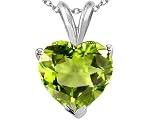 2.00 cttw Genuine Peridot Heart Pendant - 14kt White Gold LIFETIME WARRANTY