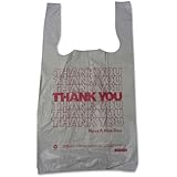 Barnes Paper Company Plastic Thank You T-Sacks, 6" x 4" x 15", 2 Mil, White - Includes 2000 per case.