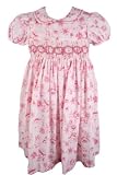 Rare Editions Infant Toddler Girls New Smocked Pink Victorian Flower Print Dress