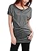 Allegra K Woman Scoop Neck Batwing Sleeves Tunic Top Dark Grey XL
