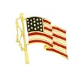 18k Gold Tone Flag Pin