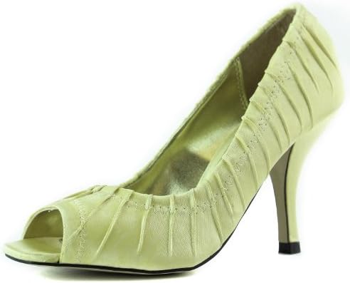 Women's Karolyn Rocky-3 Gold Satin Peep Toe Pumps Shoes, Gold, 5.5