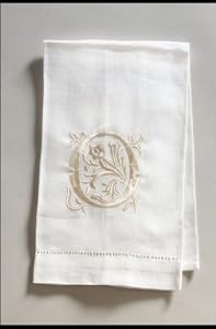Set of 6 Meandering Vines Embroidered Guest Towel - O