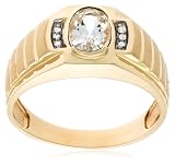 10k Yellow Gold White Topaz and Diamond Men