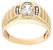 Jewelry : 10k Yellow Gold White Topaz and Diamond Men's Ring