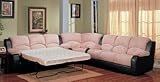 Sectional Recliner Sofa with Sleeper Suede-Soft Microfiber Brown Vinyl
