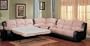 Queen Sleeper Sofa Set - 3 Piece in Tan Fabric / Dark Leather Like Brown Vinyl - Coaster