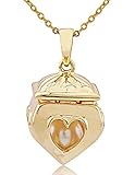 18k Gold Over Sterling Silver and Pearl Keepsake Box Pendant