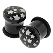 White Acrylic Single Flared Plugs with Stars Pattern and "O" Ring - 4G - Sold as a Pair