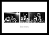 Framed 1980s Middleweight Legends - Hagler, Hearns, Duran & Leonard Triple Boxing Photo Memorabilia