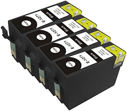TS 4 BLACK Remanufactured for Epson T127 Ink Cartridges 127 T1271 (4 Blacks)