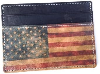 Leather Credit Card Holders with Iconic American Photos (American Flag)