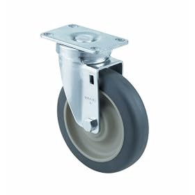 ER Wagner Medium Duty Plate Swivel Caster 4 Inch Polyurethane Tread/Polyolefin Hub Wheel 275 lbs Load Capacity