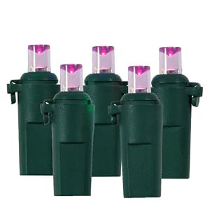 15 Battery Operated 8 Function LED Pink Mini Christmas Lights - Green Wire by VCO