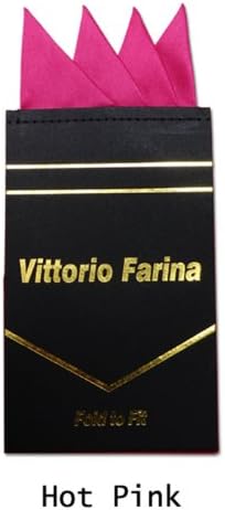 TheDapperTie - Men's Solid Pre Folded Silk Pocket Square Hanky on Card Hot Pink