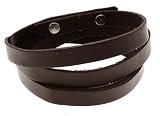 Neptune Giftware Mens Dark Brown Leather Wrap Around Strap Wristband Bracelet - 04