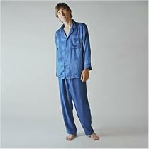 Men's Silk Pajamas by TexereSilk, 100% Silk in Blue Color -- Ocean Waves