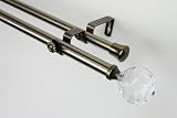 Modern Faceted Double Curtain Rod in Antique Brass Size: 66 Modern Faceted Double Curtain Rod in Antique Brass Size: 66