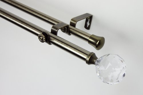Modern Faceted Double Curtain Rod in Antique Brass Size: 66