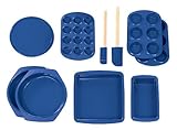 (In Stock) Cheap Silicone Solutions 10-Piece Essential Baking Set, Blue for sale