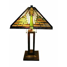 Tiffany-style Mission Table Lamp by Warehouse of Tiffany's