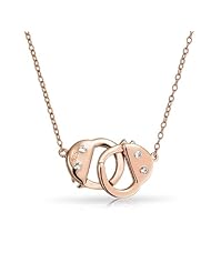Valentines Day Gifts Bling Jewelry Rose Gold Vermeil CZ Handcuff Necklace