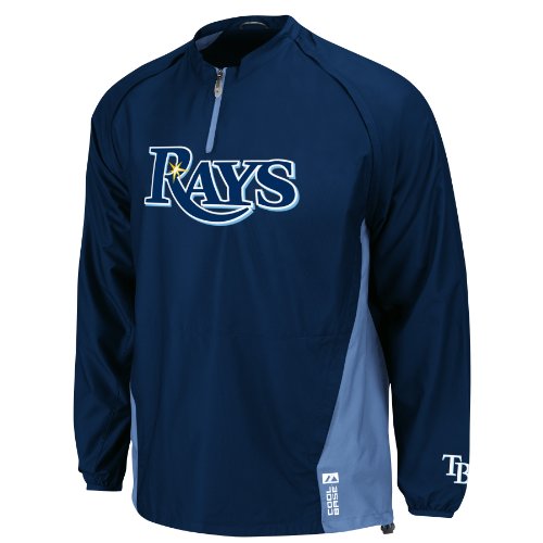 MLB Men's Tampa Bay Rays Gamer Jacket Long Sleeve 1/4 Zip V-Neck Gamer Jacket (Pro Navy/Pro Clmb Bl, Small)
