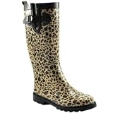 Capelli New York Womens Shiny Baby Leopard Rain Boot