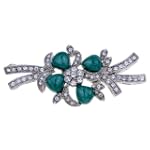 Vintage Emerald Flower Austrian Rhinestone Crystal Brooches & Pins