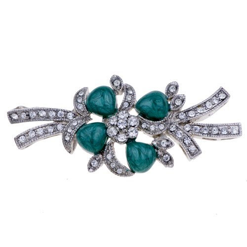 Pugster Vintage Emerald Flower Austrian Rhinestone Crystal Brooch Gifts