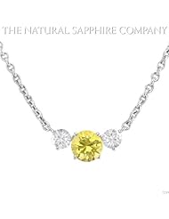 0.76ct. Natural Untreated Yellow Sapphire Necklace with 2 diamonds 0.38ct.