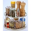 Two Tier Lazy Susan Turntable For Cabinet-Steel (Stainless) (6"H x 10 1/2"Diameter)