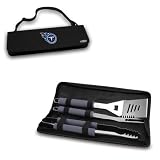 Metro BBQ Tote - Tennessee Titans - The Metro BBQ Tote stands out among other portable barbecue tool set. It's a 3-piece BBQ tool set with gray silicone handles in an attractive black polyester zip-up case with an adjustable black shoulder strap. It inc