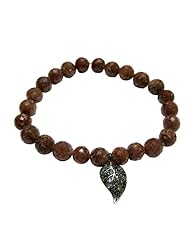 Leaf Charm Faceted Red Quartz Beaded Cord Bracelet .925 Sterling Silver Jewelry