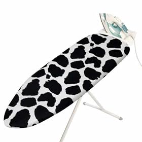 Extra Large Size COWHIDE Design 100% Cotton Ironing Board Cover with Thick Foam Backing & Drawstrings. This Cover is Designed to fit Ironing Boards with an Ironing Surface of 132 x 44cms. Ironing Board not included