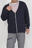 LOUIS CHAVLON 大きいサイズ メンズ 2L 3L 4L 5L カーディガン ラインデザイン 無地 Vネック 前開き 長袖 (NAVY)