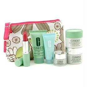 Clinique Travel Set: Liquid Soap + Concentrate + YS SPF 15 + YS Night + Eye Cream + Lipstick + Bag - 6pcs+1bag