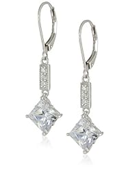 Sterling Silver Simulated Diamond Lever Back Drop Earrings