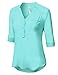 NINEXIS Women's Henley Buttoned Blouse with Flap Pockets (S-3XL / 22 Colors)