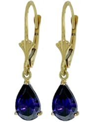 14k Gold Leverback Earrings with Genuine Sapphires