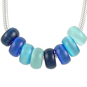 Set of 8 Blue Cats Eye Beads for European Charm Bracelet