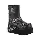 CLASH-430, 3 1/2 Detachable Chains Calf Boot, Demonia by Pleaser USA