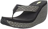 Volatile Women's Badda Bing Wedge Sandal,Black,10 B US